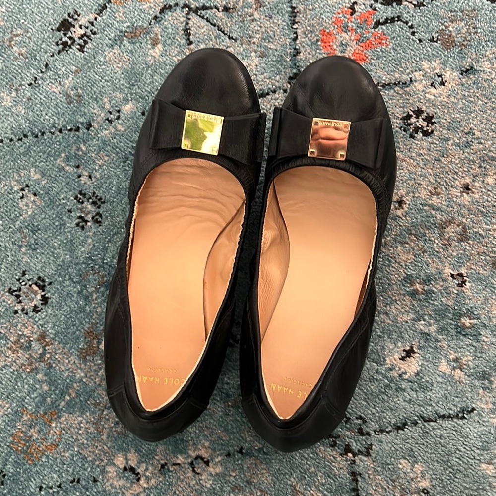 Cole Haan Tali Bow Flats (Black Leather) Size 7.5